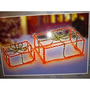 3D Light Up Rope Light Gift Box Set Rare Christmas Decoration In Original Box